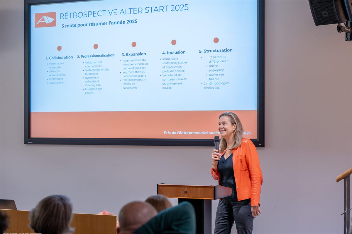 Présentation de la rétrospective Alter Start 2025 lors du Prix de l'Entrepreneuriat Social